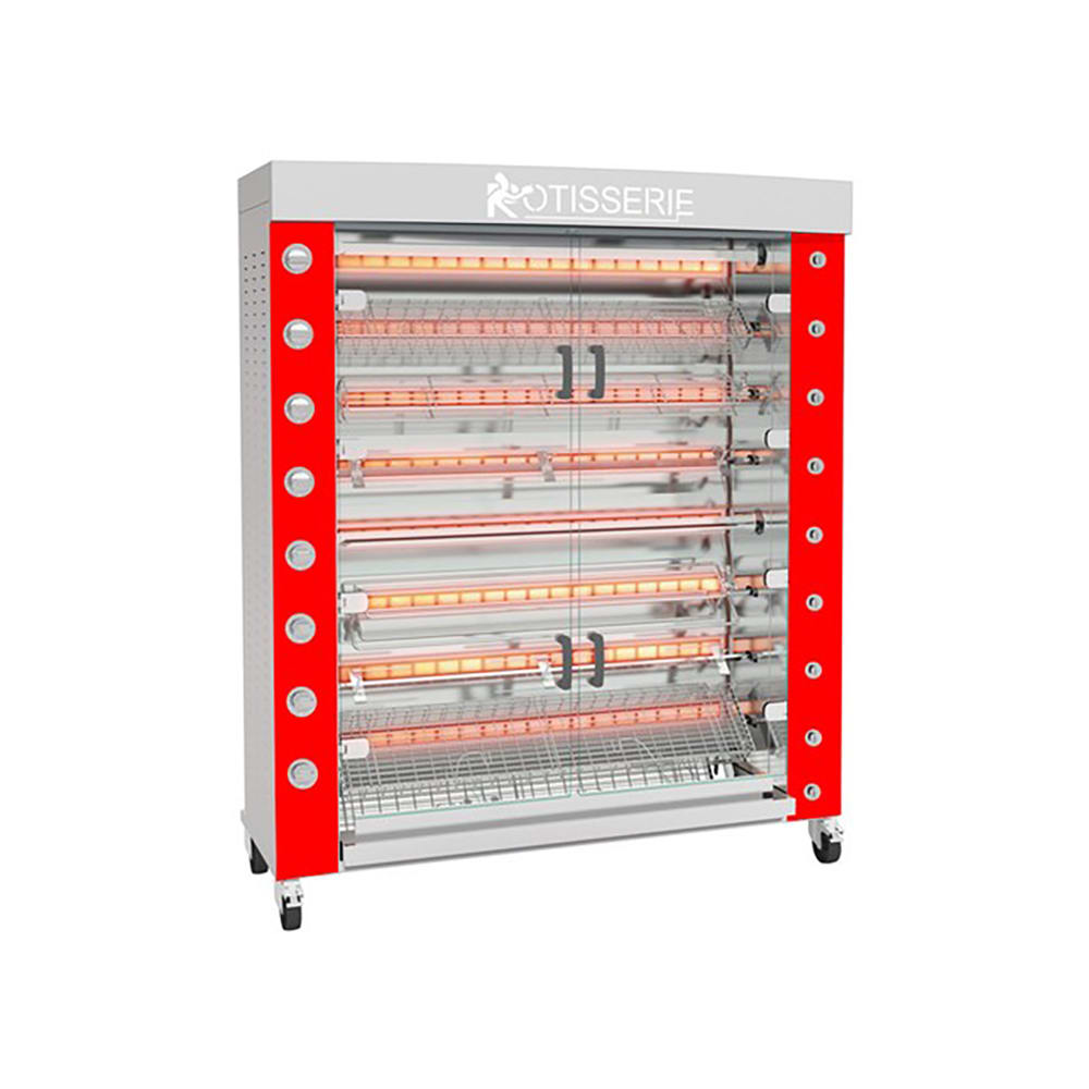 481-FB16008GSSPLPB Gas 8 Spit Commercial Rotisserie w/ 56 Bird Capacity, Liquid Propane