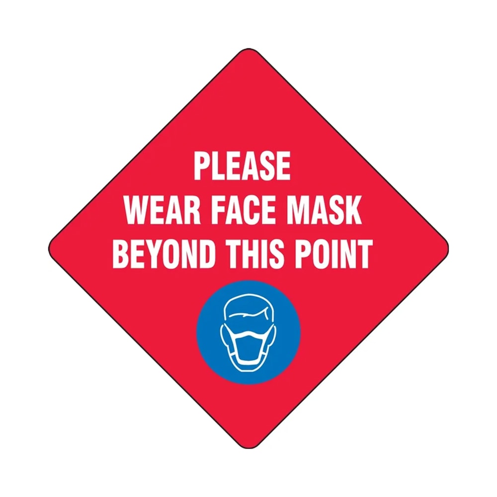 393-MFS436 17" "Please Wear a Face Mask" Floor Sign - Laminated Adhesive Vinyl, Re...