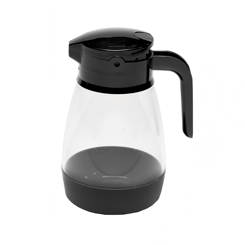 482-SY916BL 16 oz Syrup Saver™ Cylindrical Dripcut Server - Plastic, Black Plastic Top