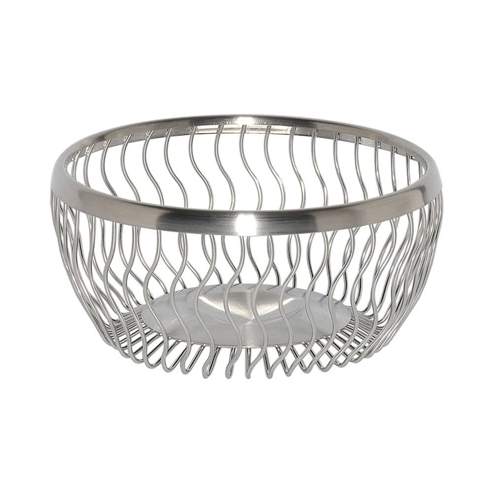 482-WBRW7BS 7" Round Wire Basket, Wavy, Brushed Stainless