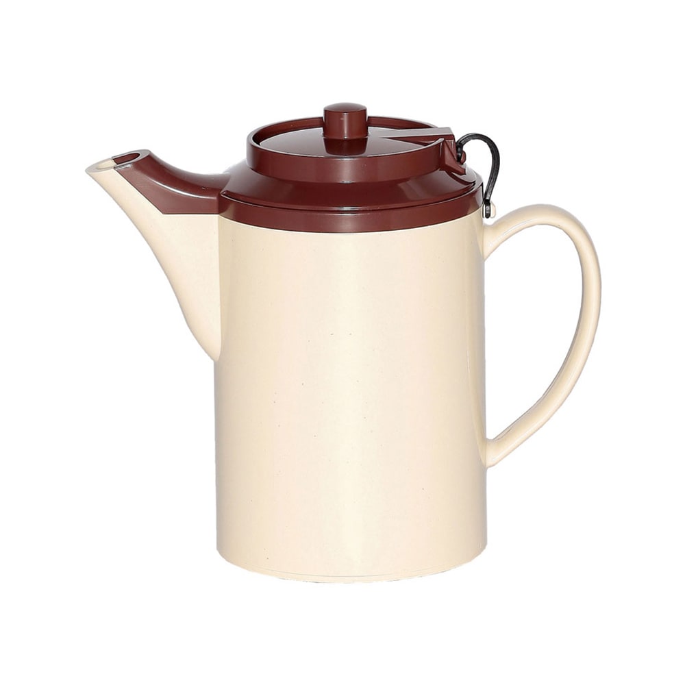482-TST612STBR 16 oz Dripless Teapot w/ Tether, Baffled Spout, Stoneware & Brown