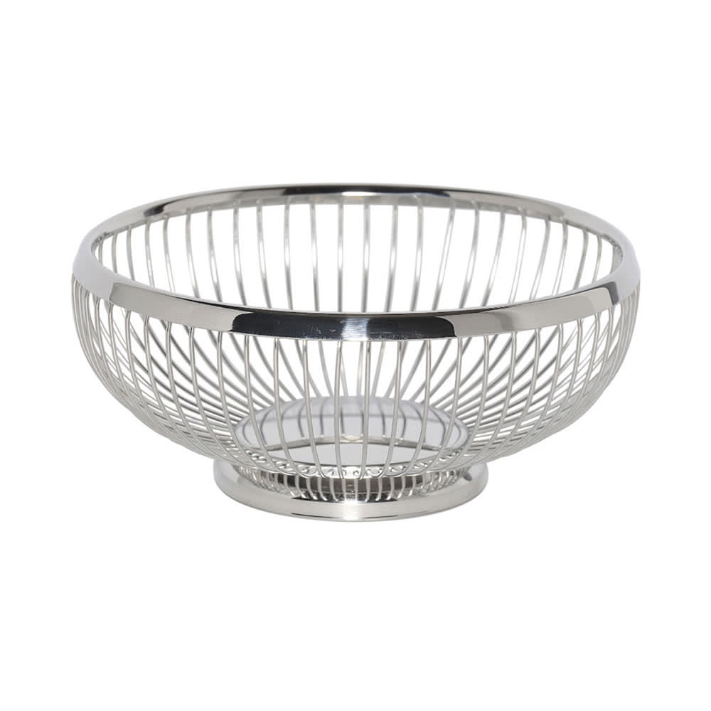 482-WBR7PS 7" Round Wire Basket w/ Weighted Base, Polished Stainless
