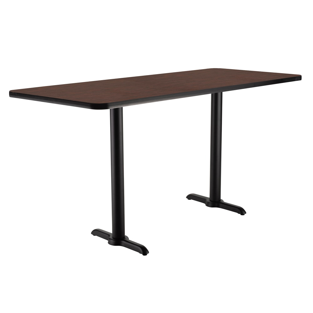 955-CT22460TCMY Rectangular Counter Height Table - 60" x 24", Mahogany Laminate Top, Bl...