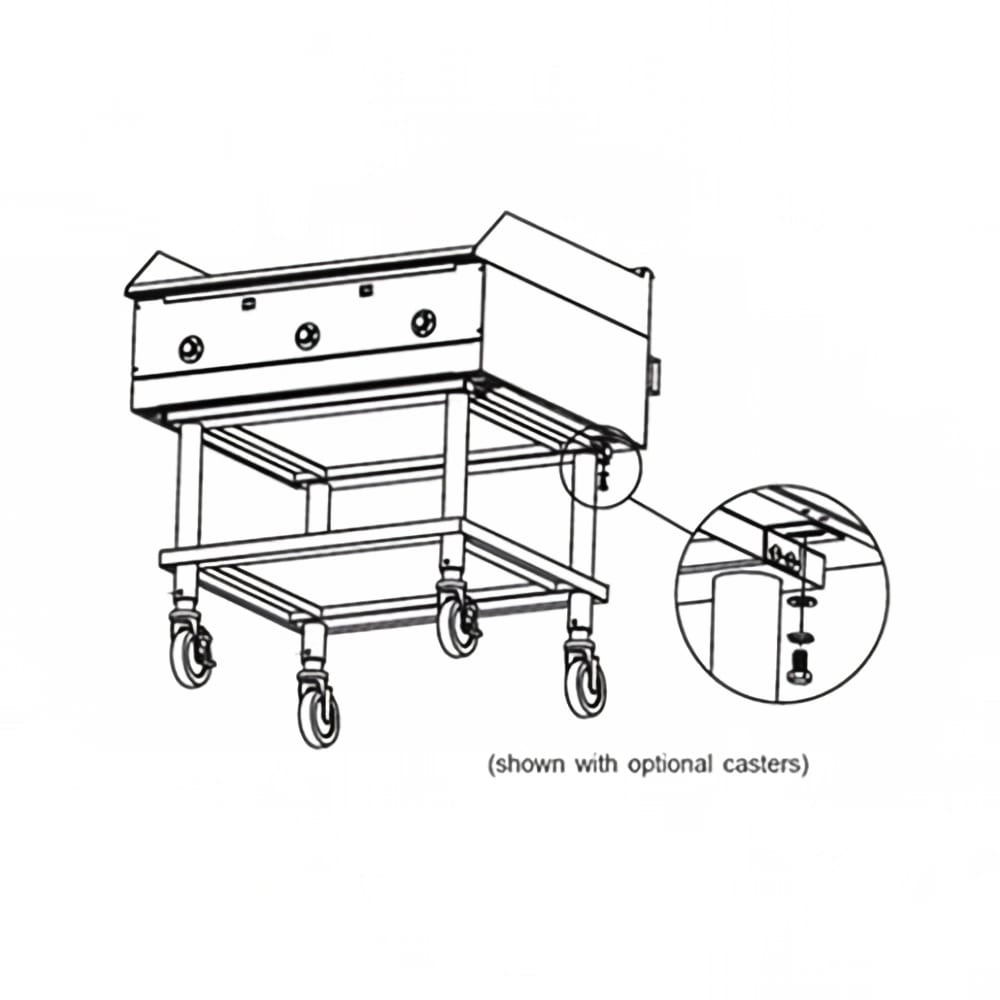 348-HDCS48 48" x 26 1/4" Stationary Equipment Stand for Griddles, Undershelf