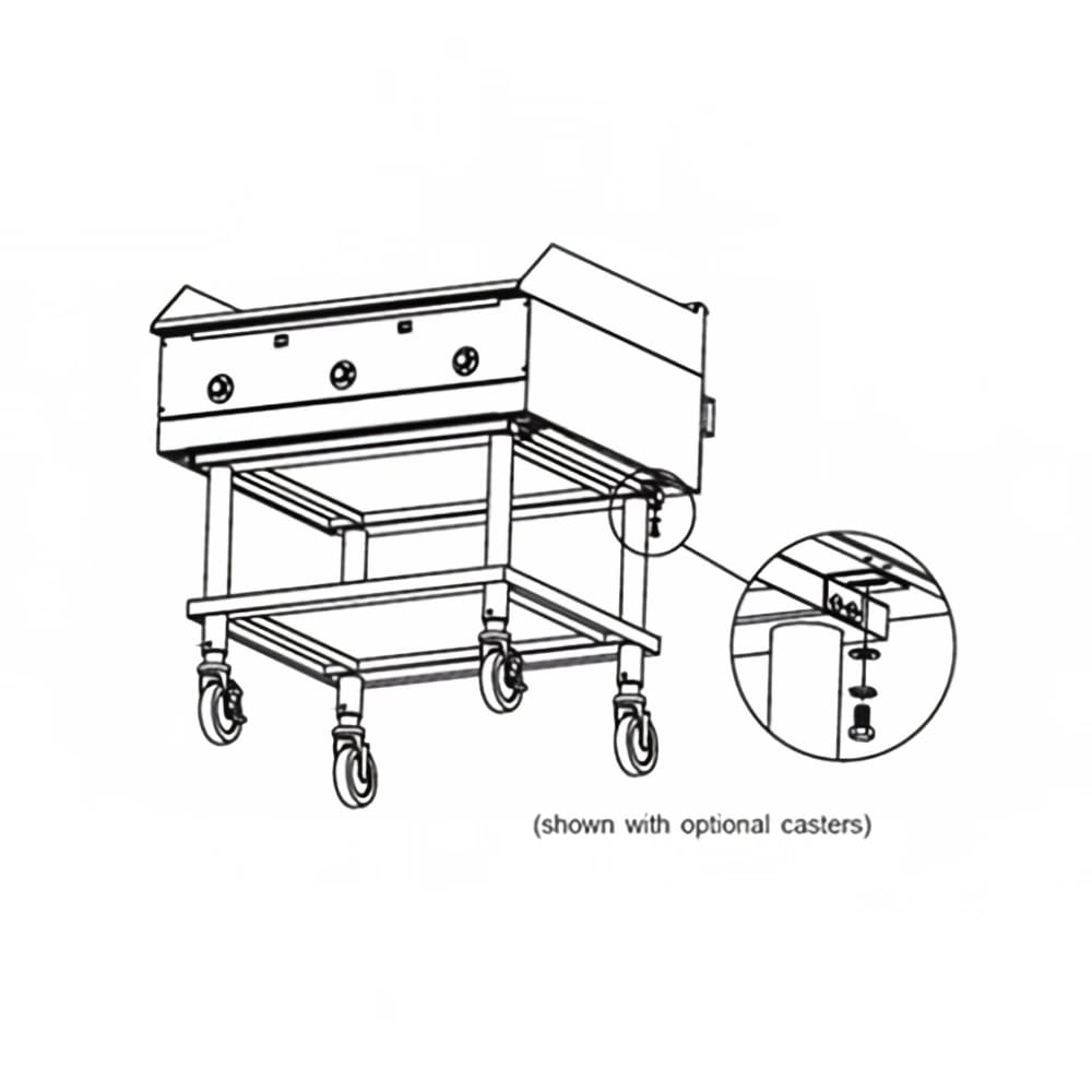 348-HDCS60 60" x 26 1/4" Stationary Equipment Stand for Griddles, Undershelf