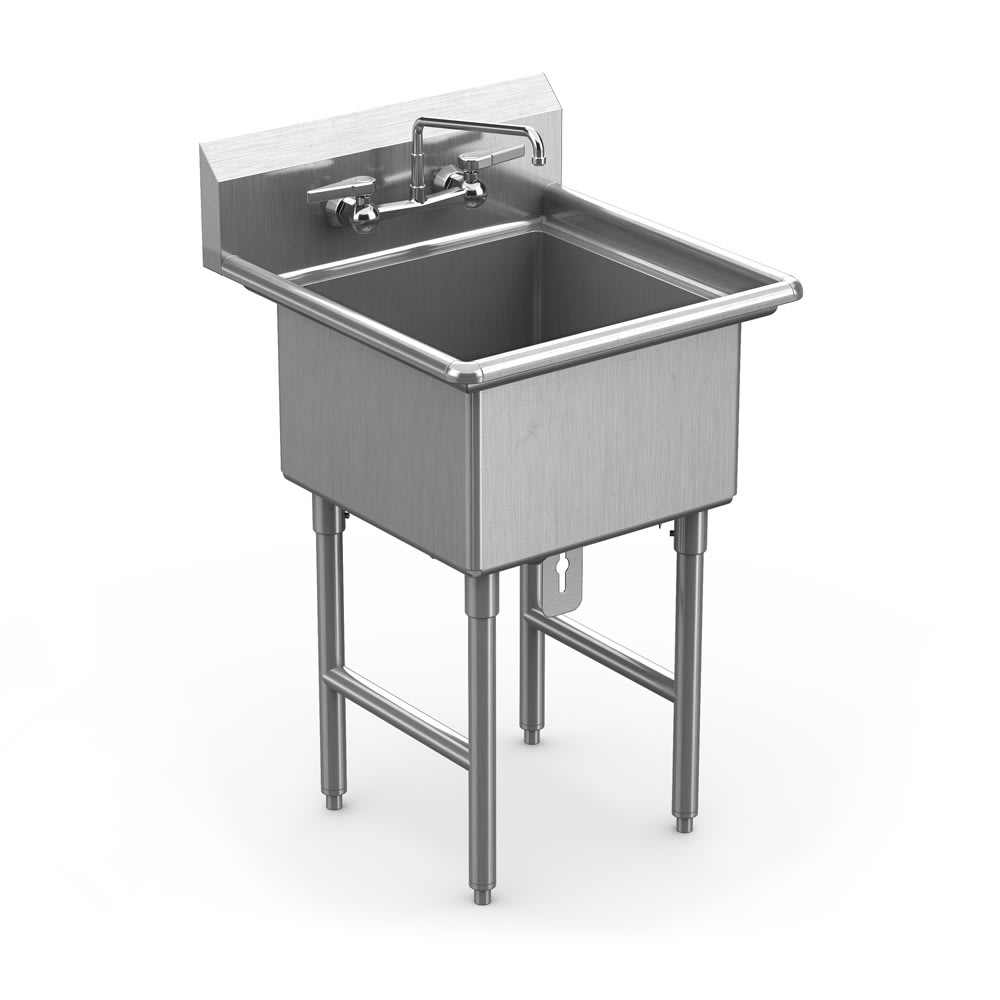145-WS1T1618 21" 1 Compartment Sink w/ 16"L x 18"W Bowl, 12" Deep
