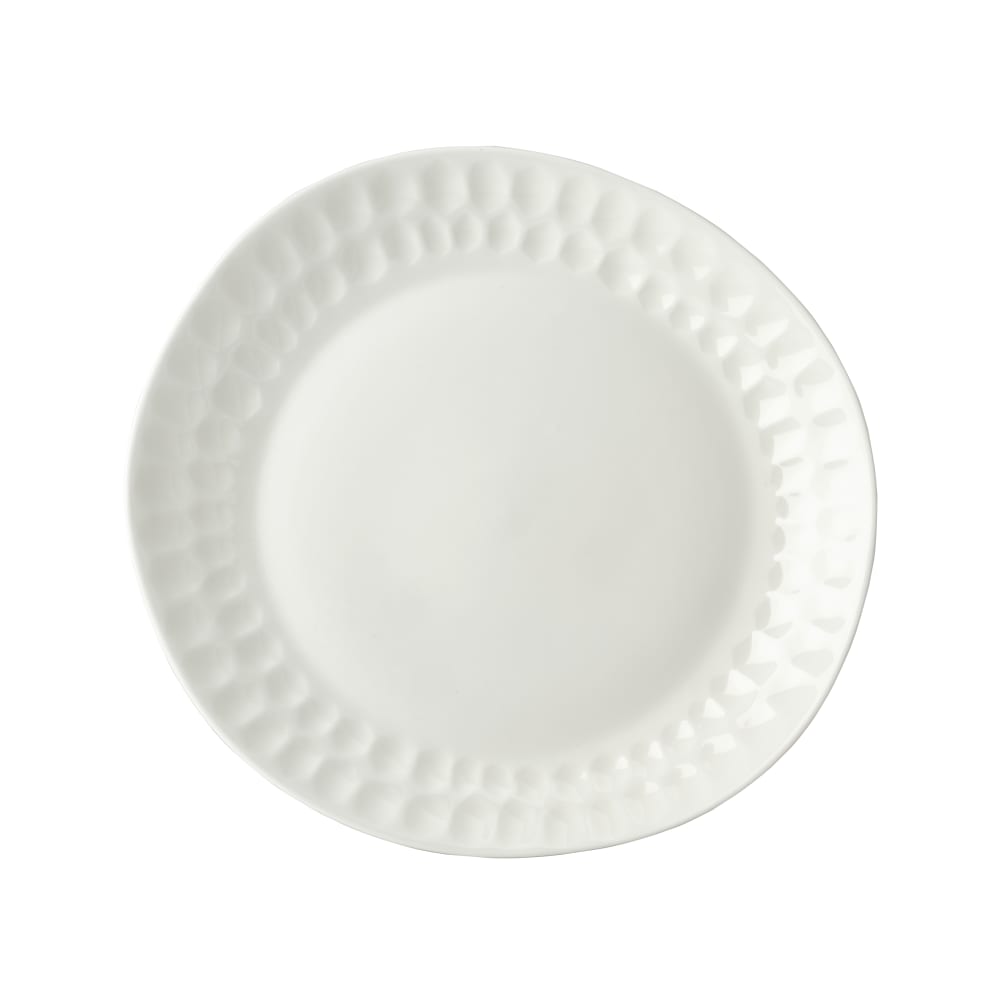 106-5316682 Irregular Malet Plate - 7" x 6 1/2", Vegan Bone China, White