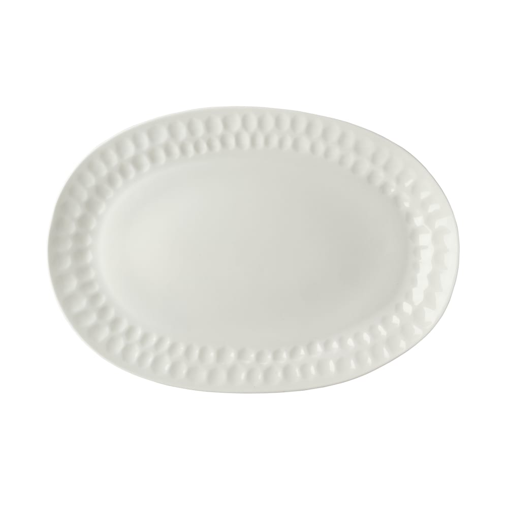 106-5316694 9 1/10" x 13 1/5" Oval Malet Platter - Vegan Bone China, White