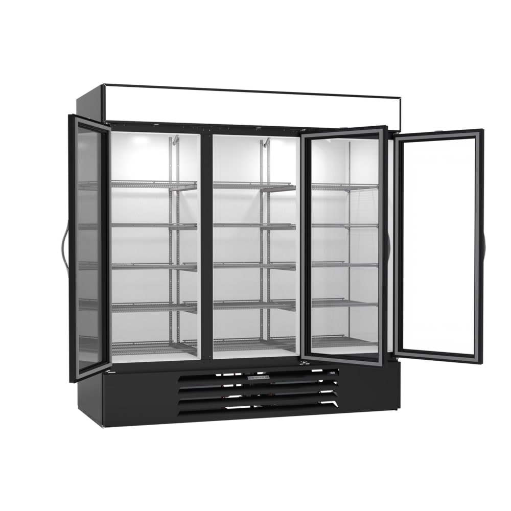 Beverage Air MMF72HC-1-B 75" Three Section Display Freezer w/ Swing