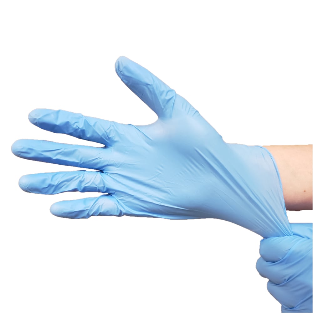 Rofson SYNB100M Disposable Synmax Vinyl Hybrid Gloves Blue, Medium