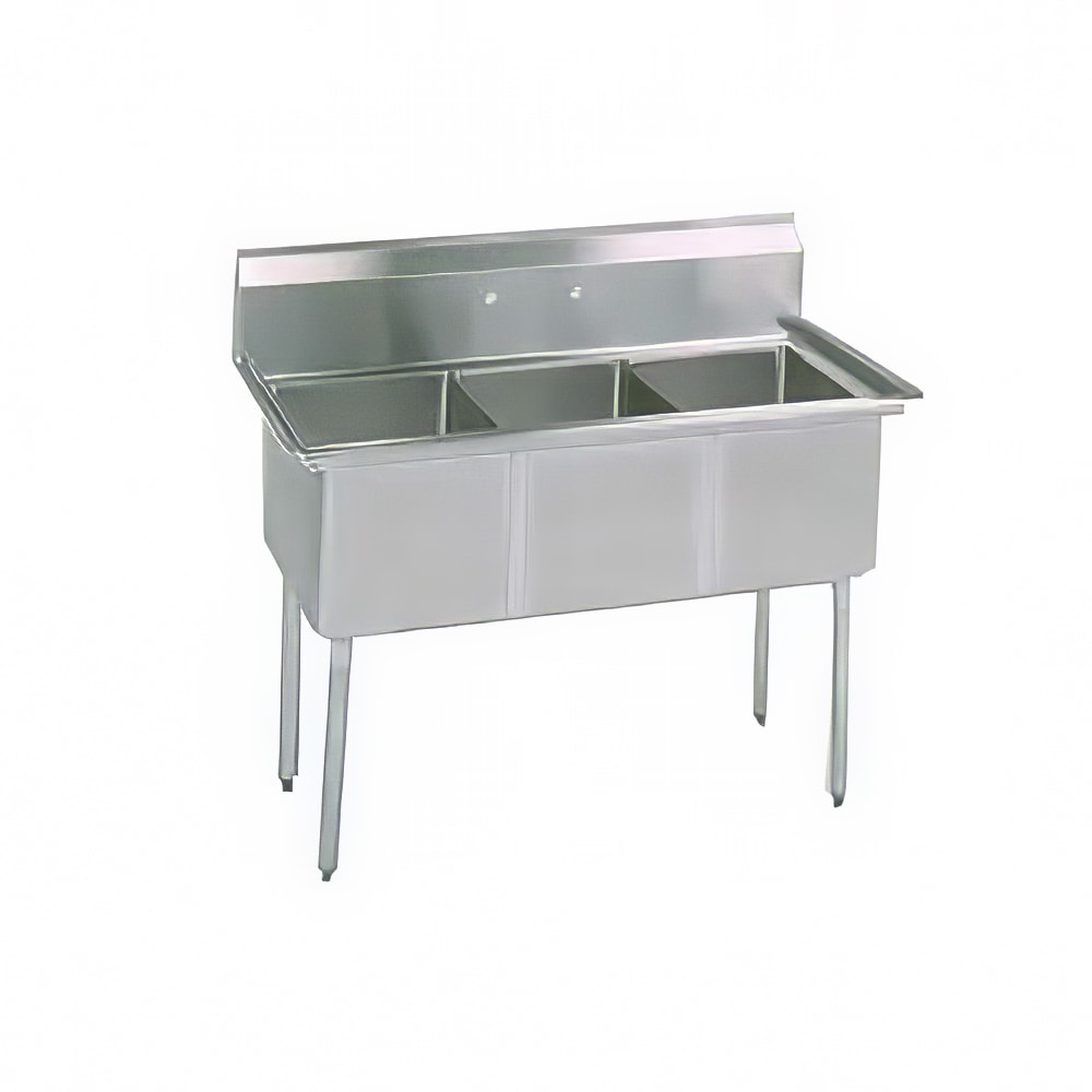 079-BKS31812 59" 3 Compartment Sink w/ 18"L x 18"W Bowl, 12" Deep