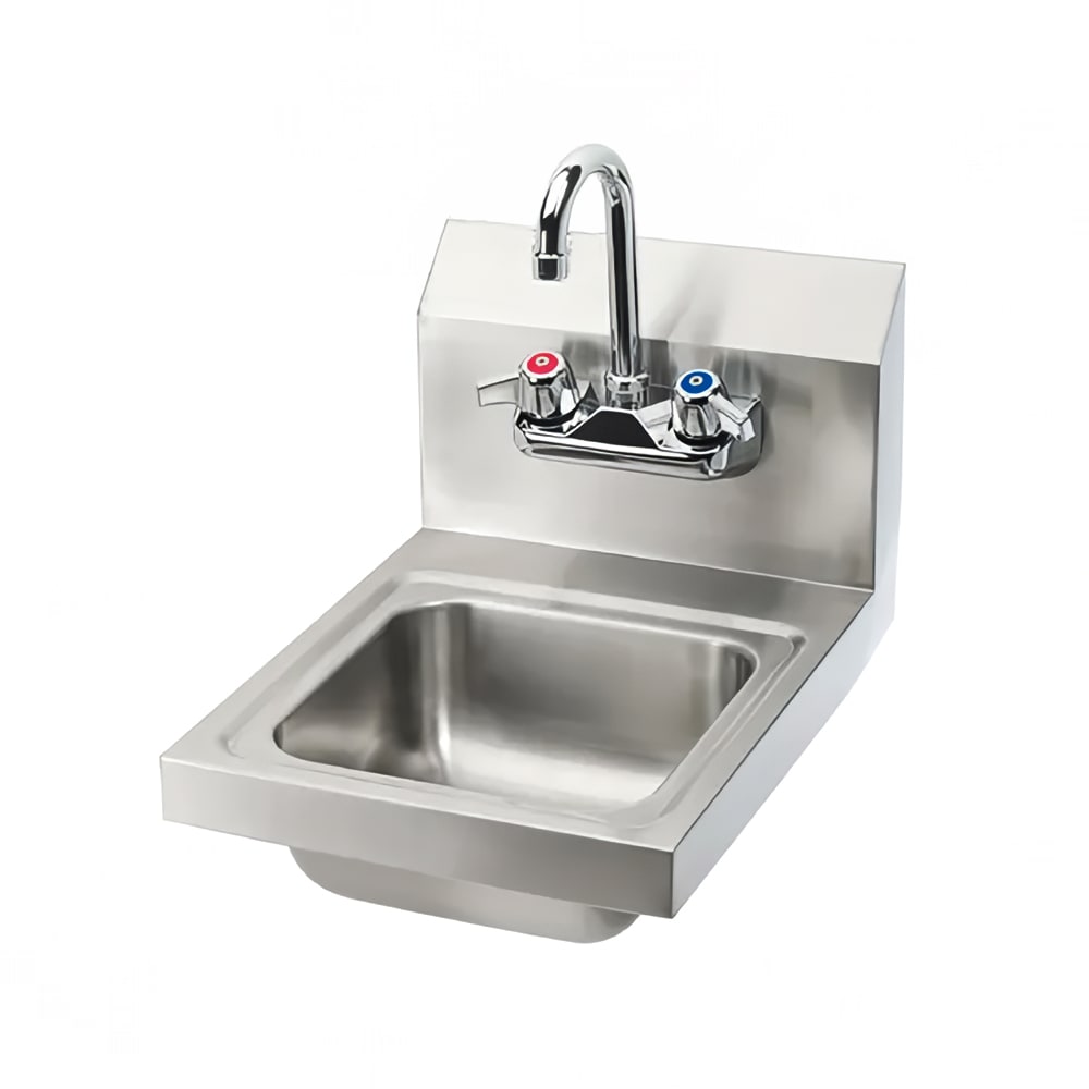 079-BKHSWSSPG Wall Mount Commercial Hand Sink w/ 9"L x 11"W x 5"D Bowl, Gooseneck...