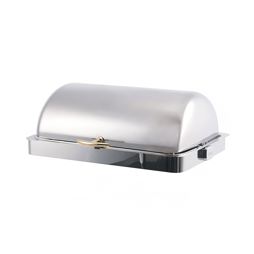 315-2546697A 9 7/8 qt Roll Top Built In Chafer - Stainless Steel w/ Gold Accents, 110 120v