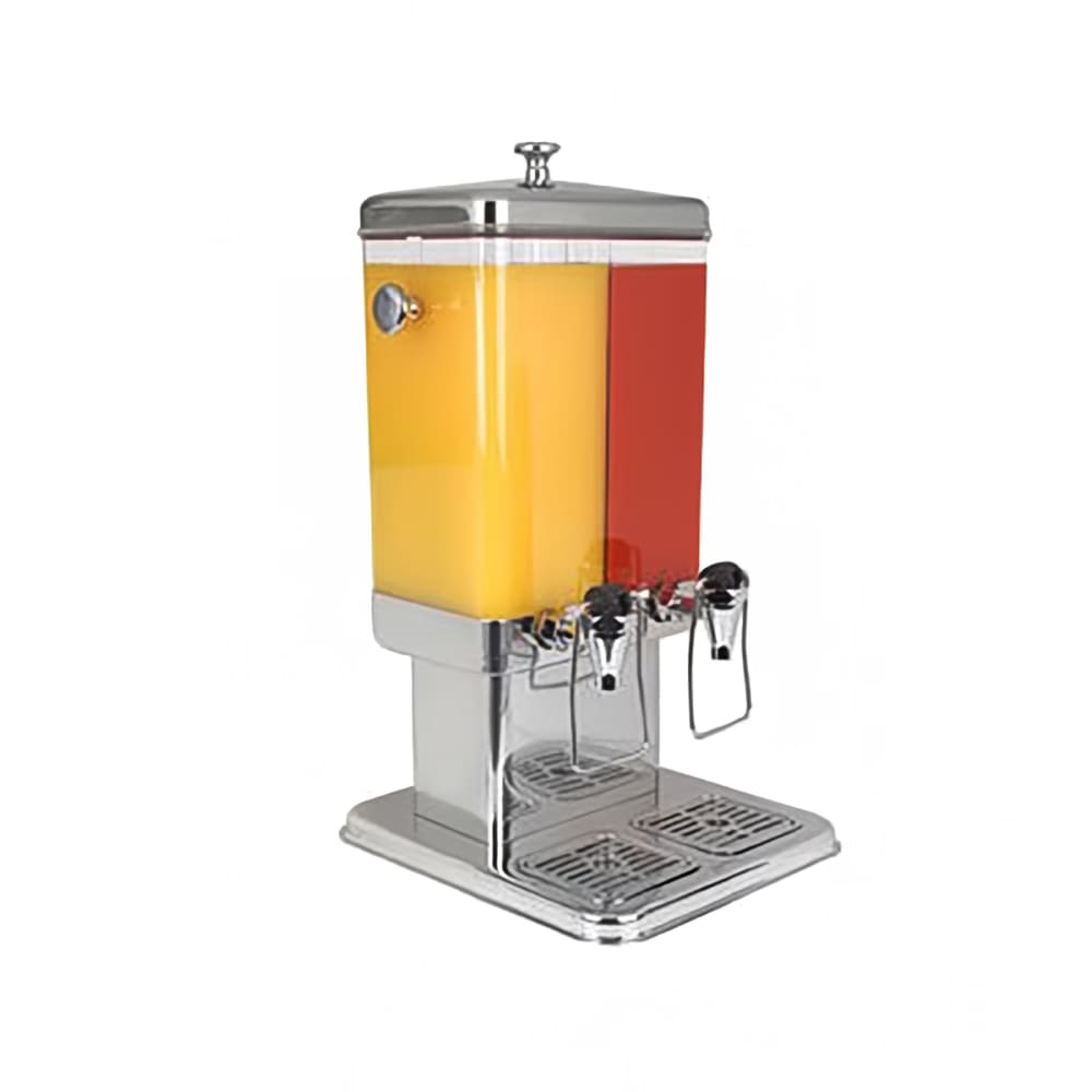 315-2512652 2 3/5 gal Beverage Dispenser w/ Ice Tube - Plastic Container, Stainless Base