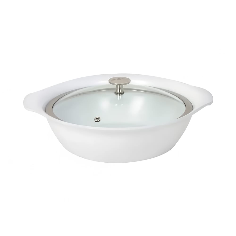 315-8258224 2 1/4 qt Casserole Pan w/ Cover - Induction Ready, Aluminum/Ceramic, White