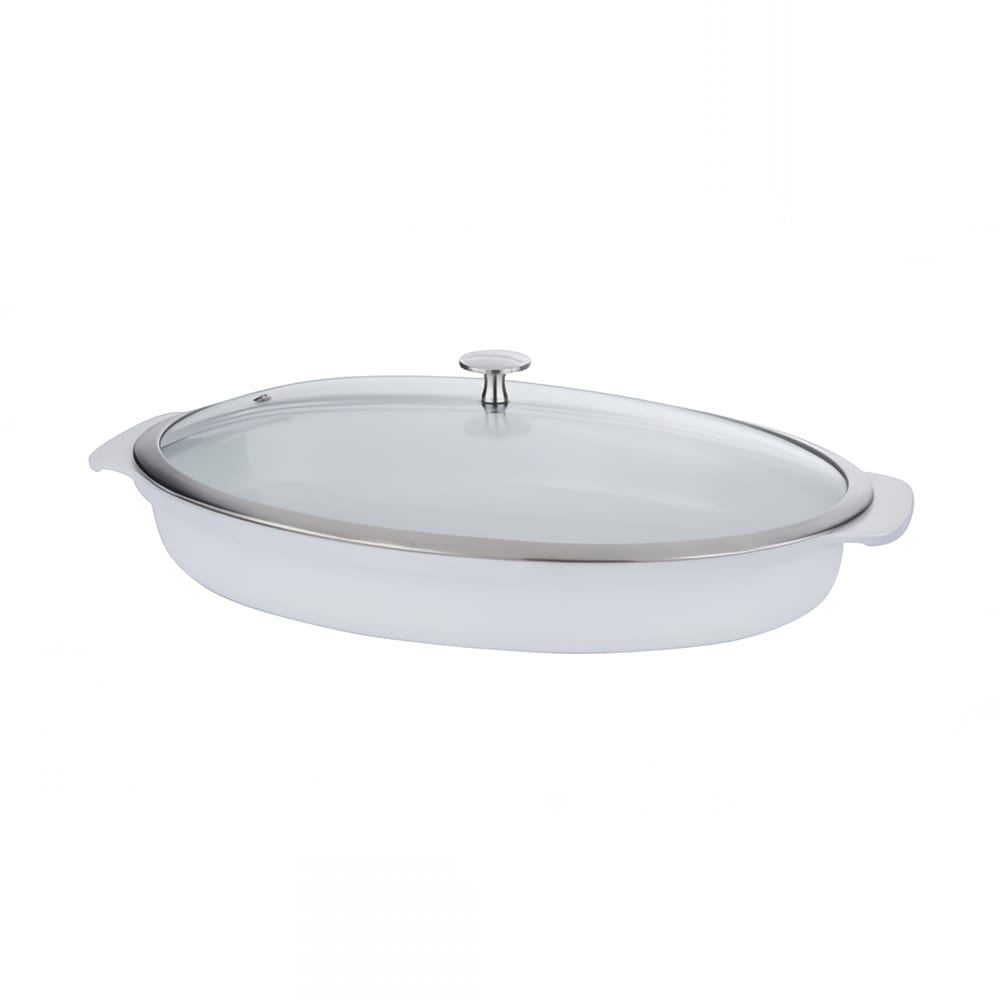 315-8265238 3 qt Oval Roasting Pan w/ Cover - Induction Ready, Aluminum/Ceramic, White