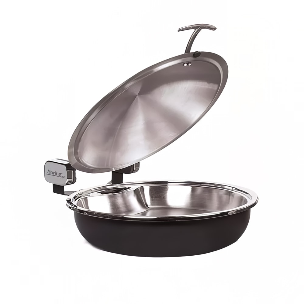 315-238289736 15 1/4" Steel Sauteuse Pan Chafing Dish - Induction Ready, Titanium w/ Gold Ac...