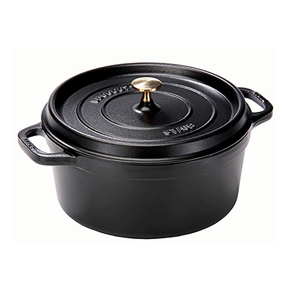 103-1101225 16 oz Mini Enameled Cast Iron Cocotte - 6 3/10" x 4 7/10", Black Matte