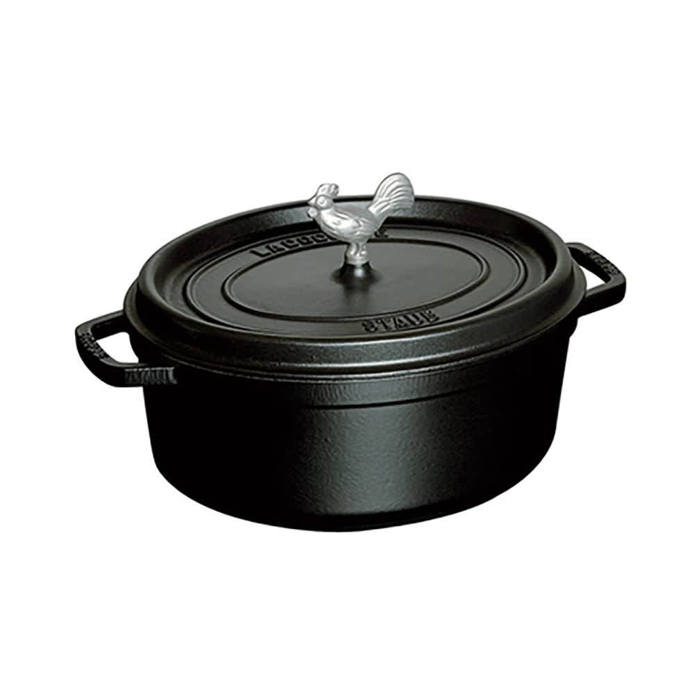103-1123123 5 3/4 qt Enameled Cast Iron Coq au Vin Cocotte w/ Lid, Black Matte