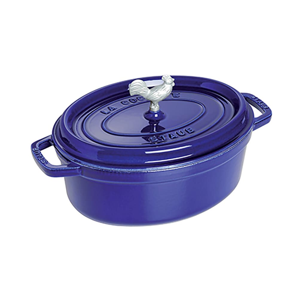 103-1123191 5 3/4 qt Enameled Cast Iron Coq au Vin Cocotte w/ Lid, Dark Blue