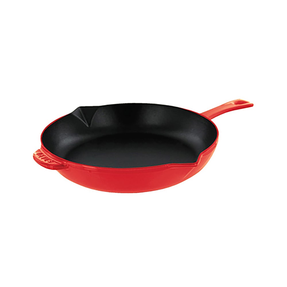 103-1222606 10" Round Enameled Cast Iron Skillet w/ Handles, Cherry