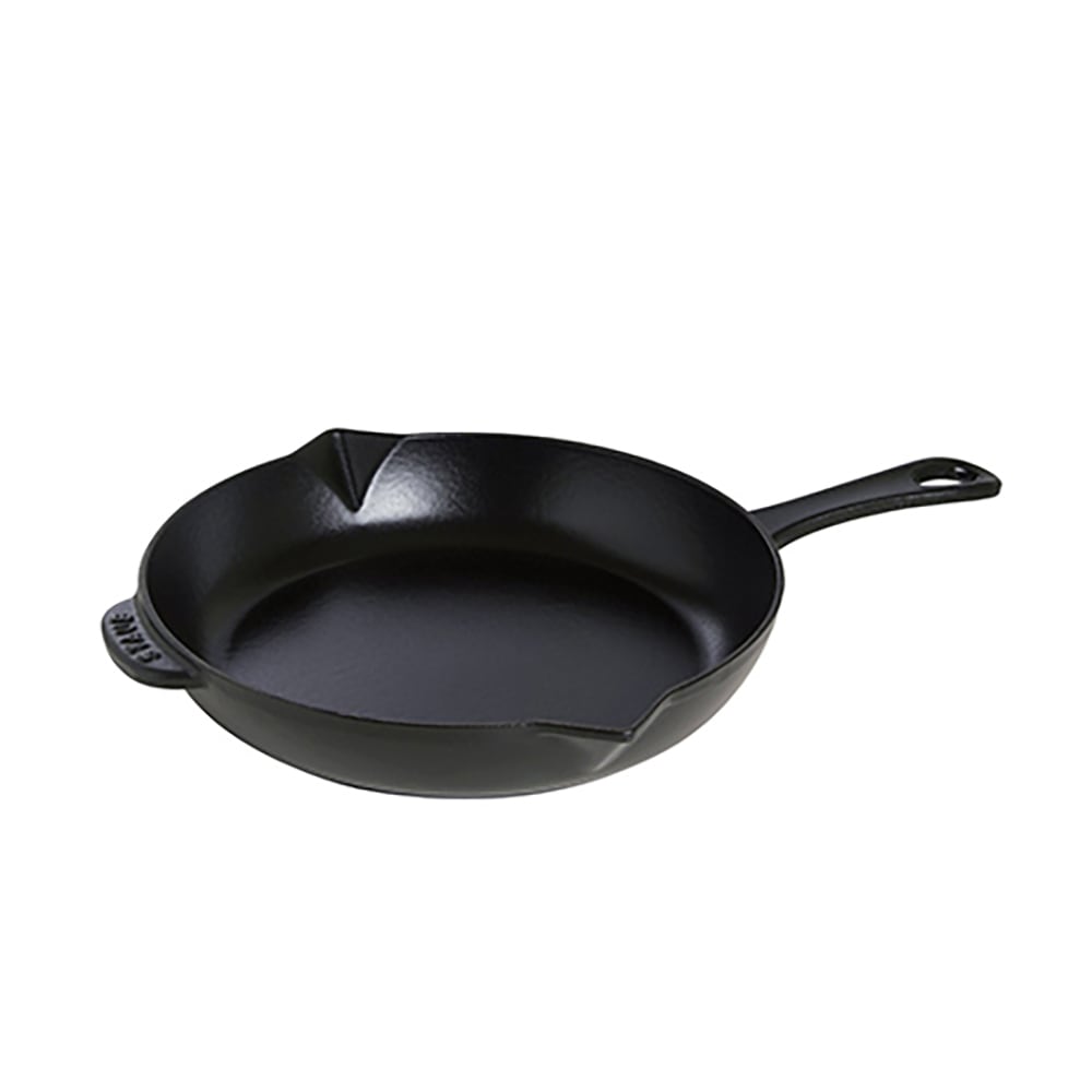 103-1222625 10" Round Enameled Cast Iron Skillet w/ Handles, Black Matte