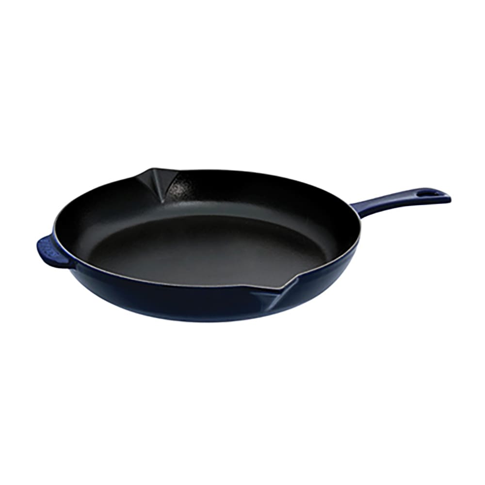 103-1222691 10" Round Enameled Cast Iron Skillet w/ Handles, Dark Blue