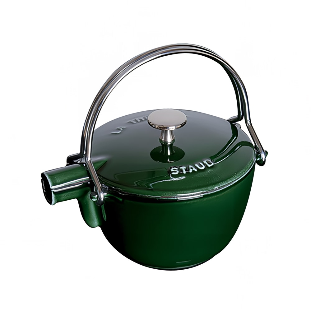 103-1650085 Round Teapot w/ 1-qt Capacity & Enamel Coated Cast Iron, Basil