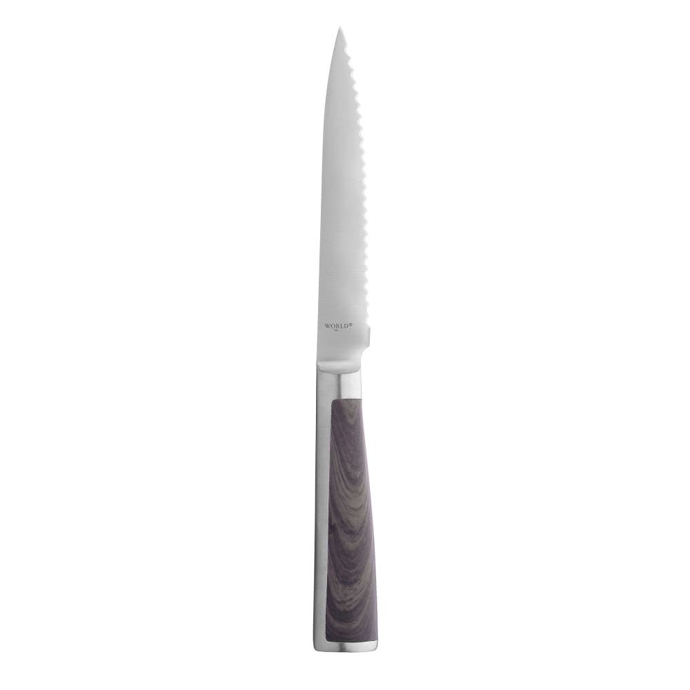 192-2012832 9 1/4" Serrated Frontier Steak Knife w/ Brown Handle