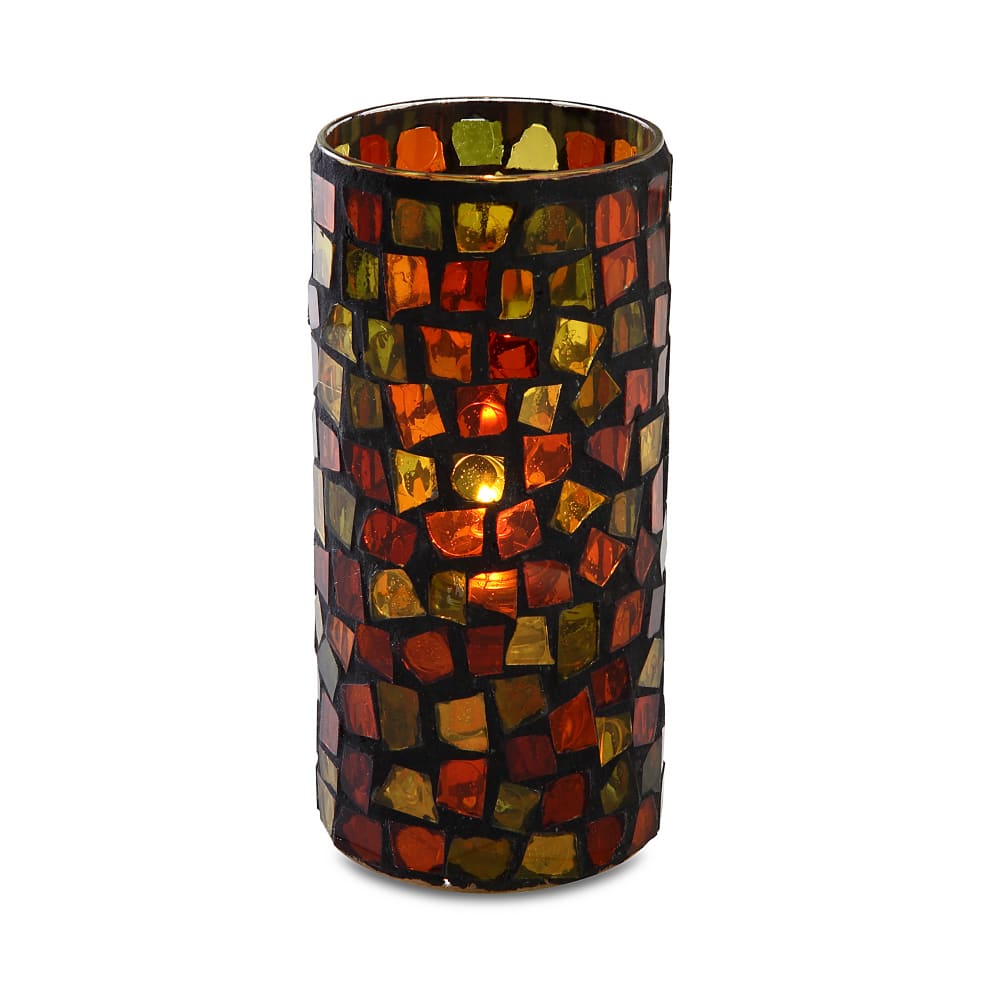 637-80160 Rioja Candle Lamp - 3"D x 6"H, Glass, Earth Tone Mosaic