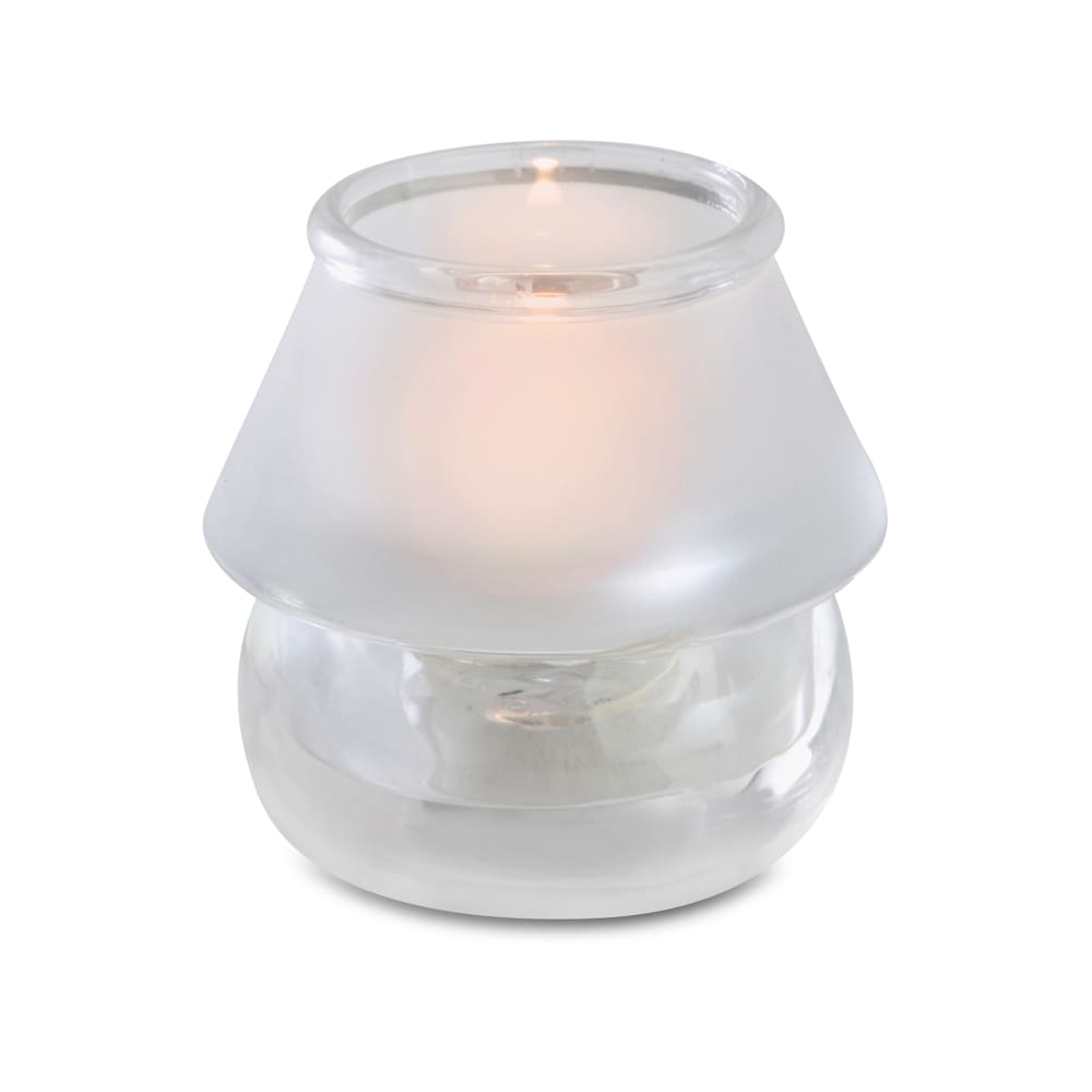637-80130 Chatterly Candle Lamp - 3 1/4"D x 3 1/2"H, Glass, Frost/Clear