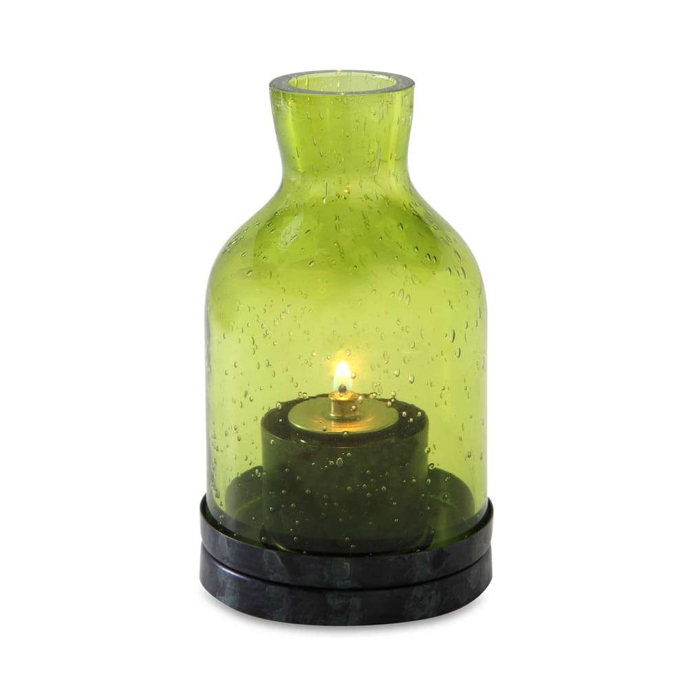 637-80136 Edison Lantern Candle Lamp - 3 1/4"D x 5 1/2"H, Glass, Green
