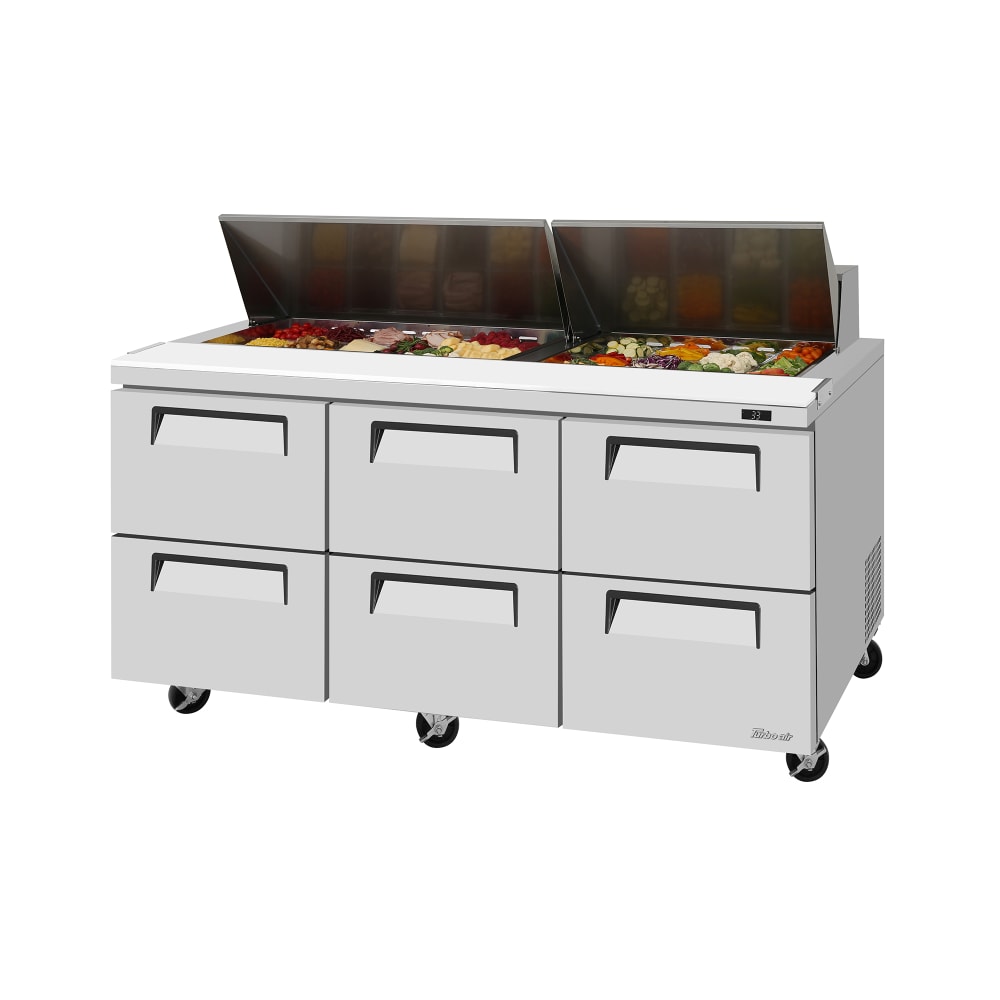 083-TST72SDD6N 72 5/8" Super Deluxe Mega Top Sandwich/Salad Prep Table w/ Refrigerated Base,...