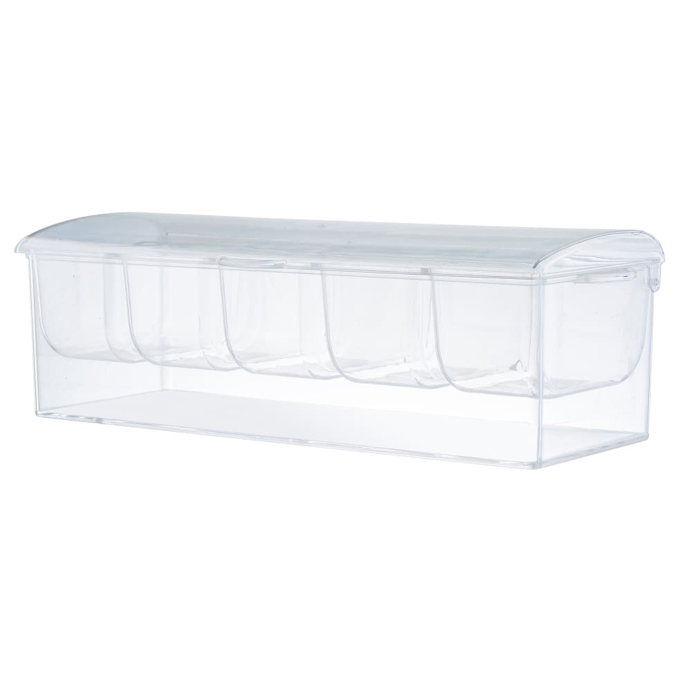 229-10007 (5) Compartment Bar Garnish Tray - Flat Hinged Lid