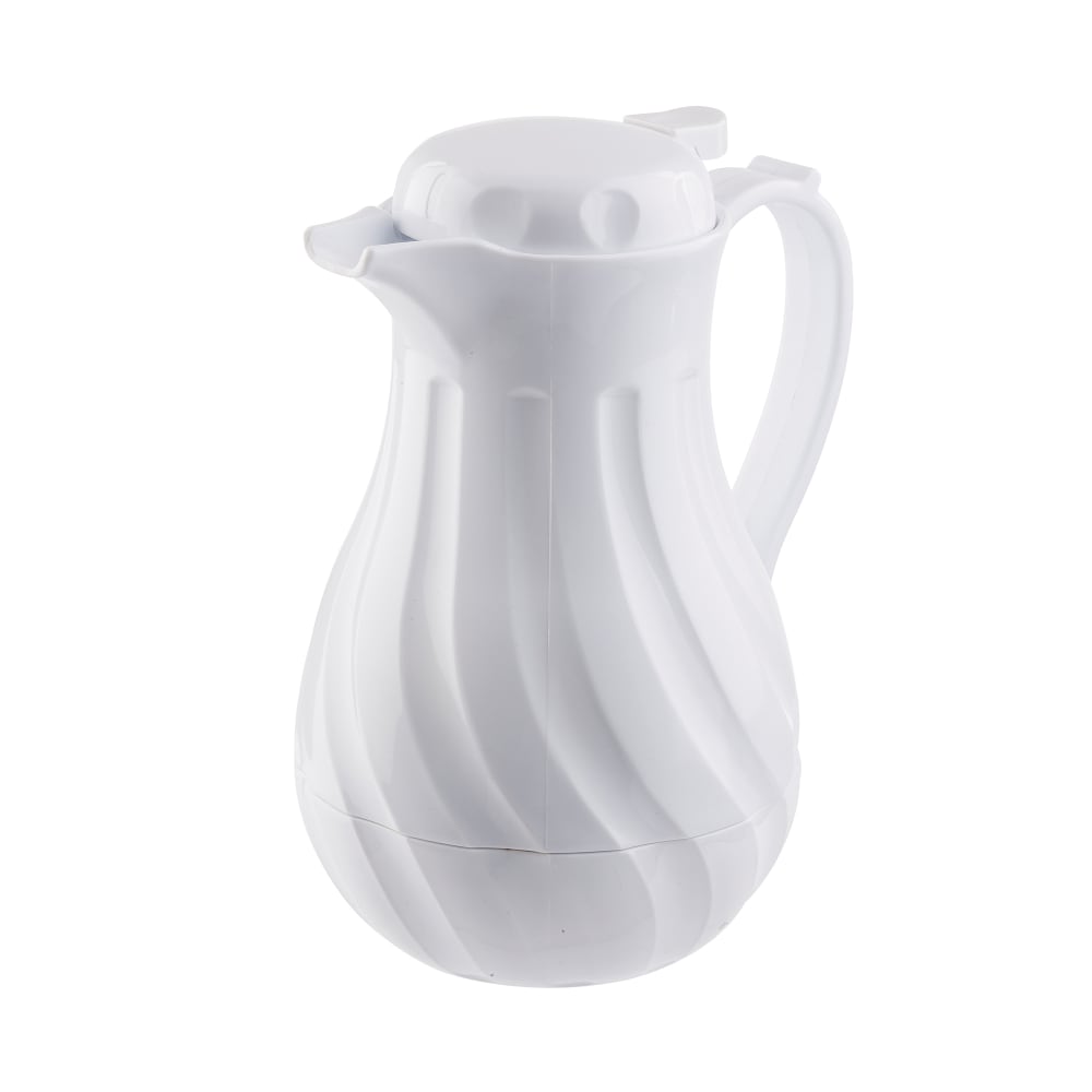 229-1001302 20 oz Beverage Server w/ Push Button Lid - Plastic, White