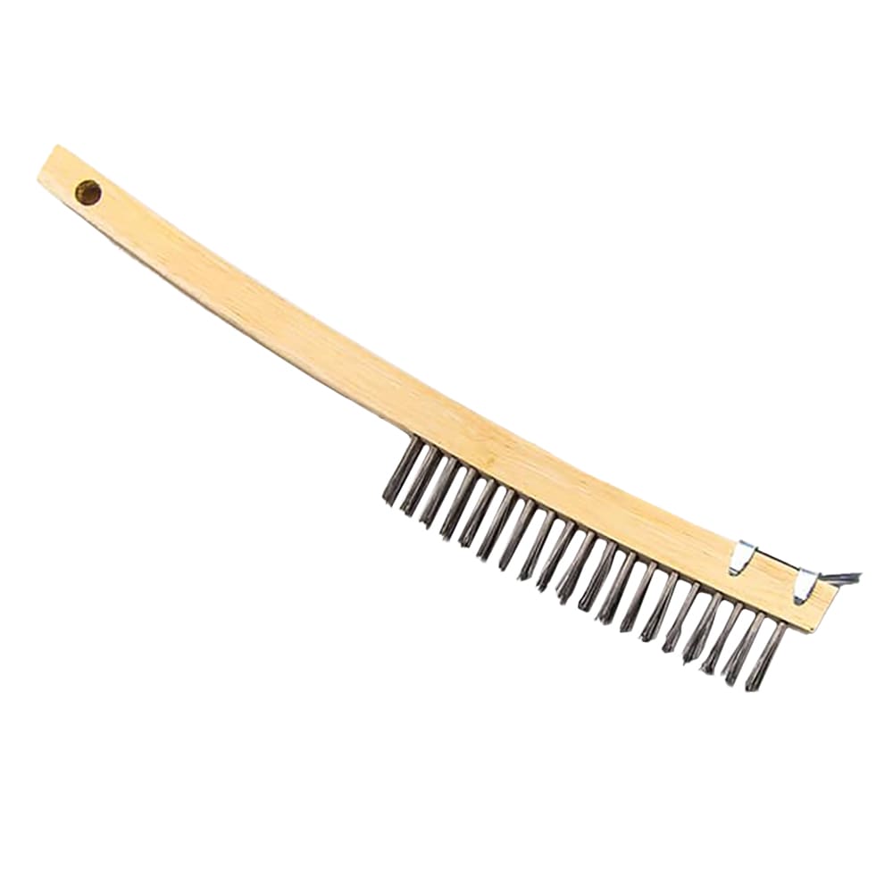 166-1347 Wire Brush w/ Handle & Tempered Tufts, Steel/Wood