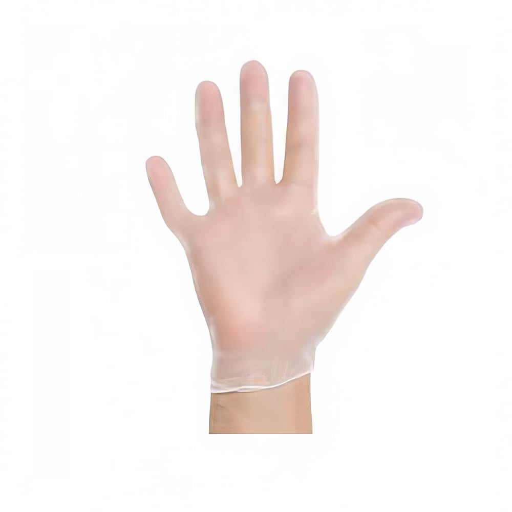 809-4002 Vinyl Exam Glove w/ Beaded Cuff - Powder Free, Clear, Small