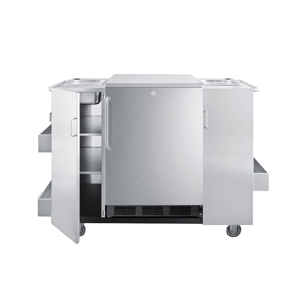 162-CARTOS 61" Portable Bar w/ 14.33 lb Ice Bin & (2) Towel Bar Handles - Stainless