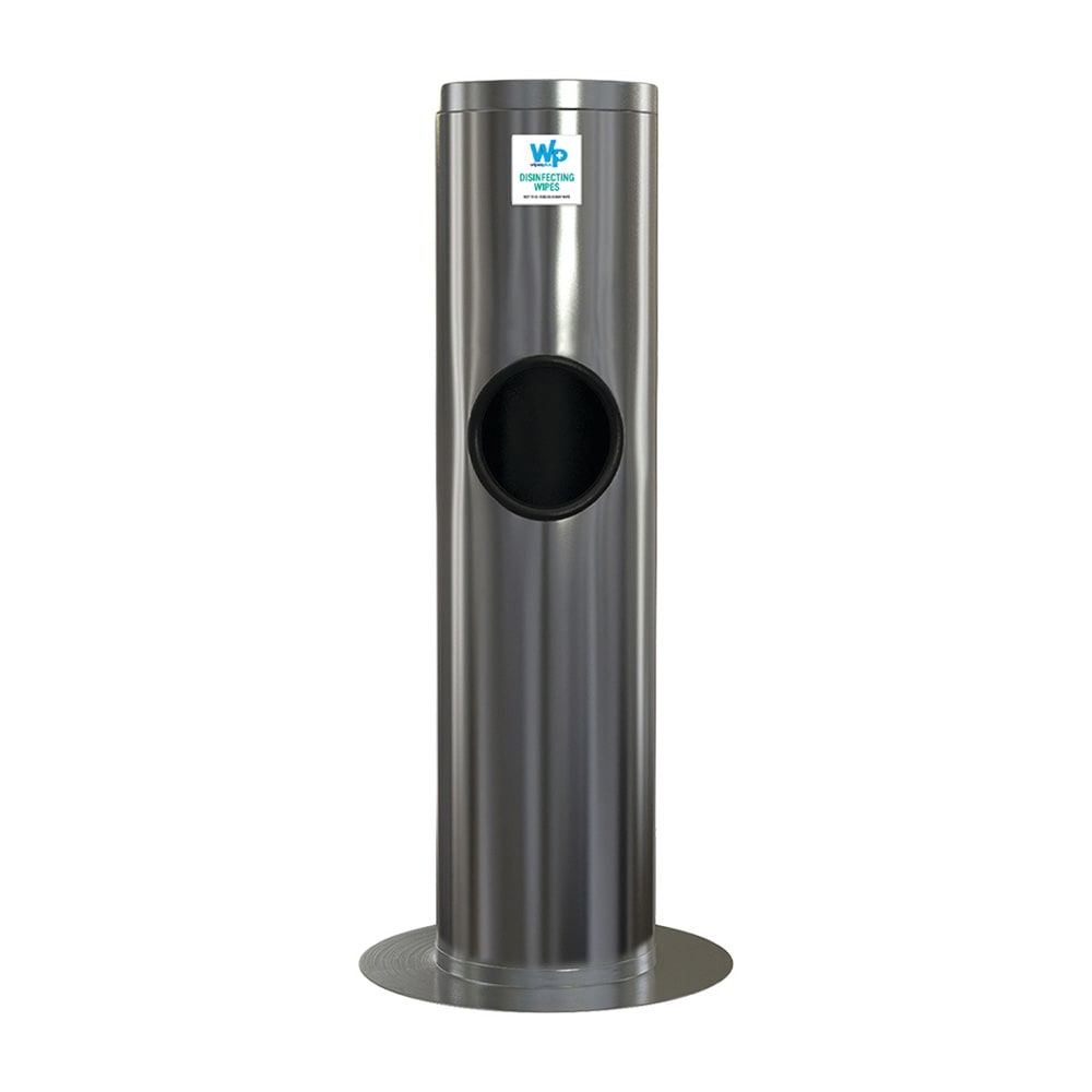 721-38007 Wipe Dispensing Stand w/ Waste Bin - 13 1/2" x 37", Silver