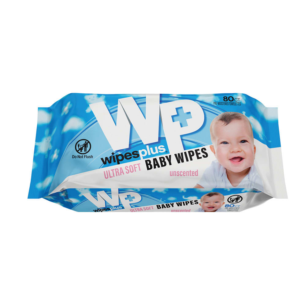 721-67811 WipesPlus® Baby Wipes - 7" x 8", Unscented, Alcohol Free