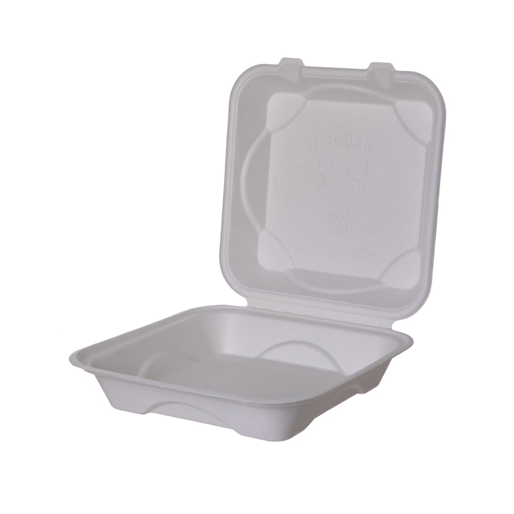 188-EPHC91NFA Vanguard® Hinged Lid Food Container - 9" x 9" x 3", Molded Fiber