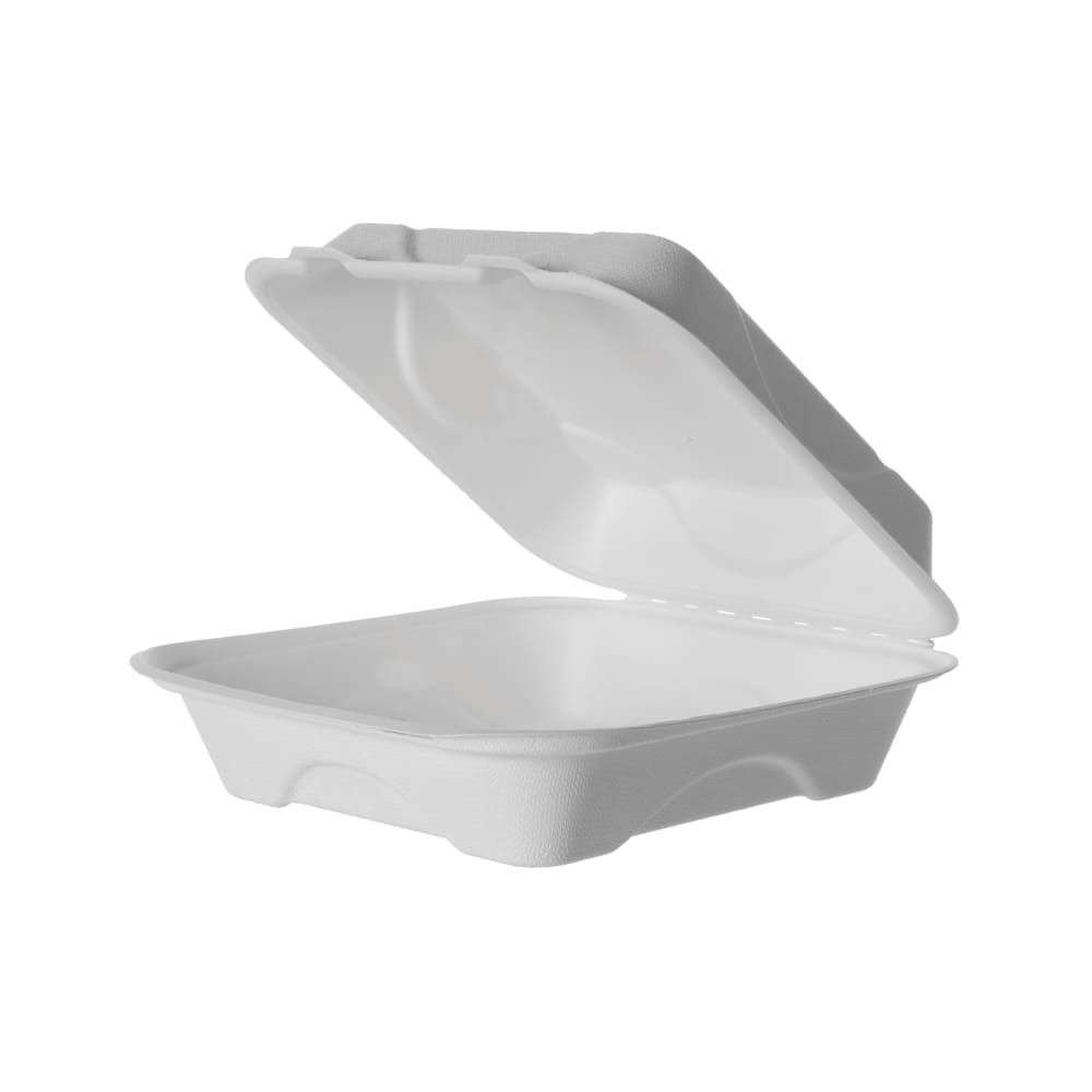 188-EPHC81 Hinged Lid Food Container - 8" x 8" x 3", Molded Fiber