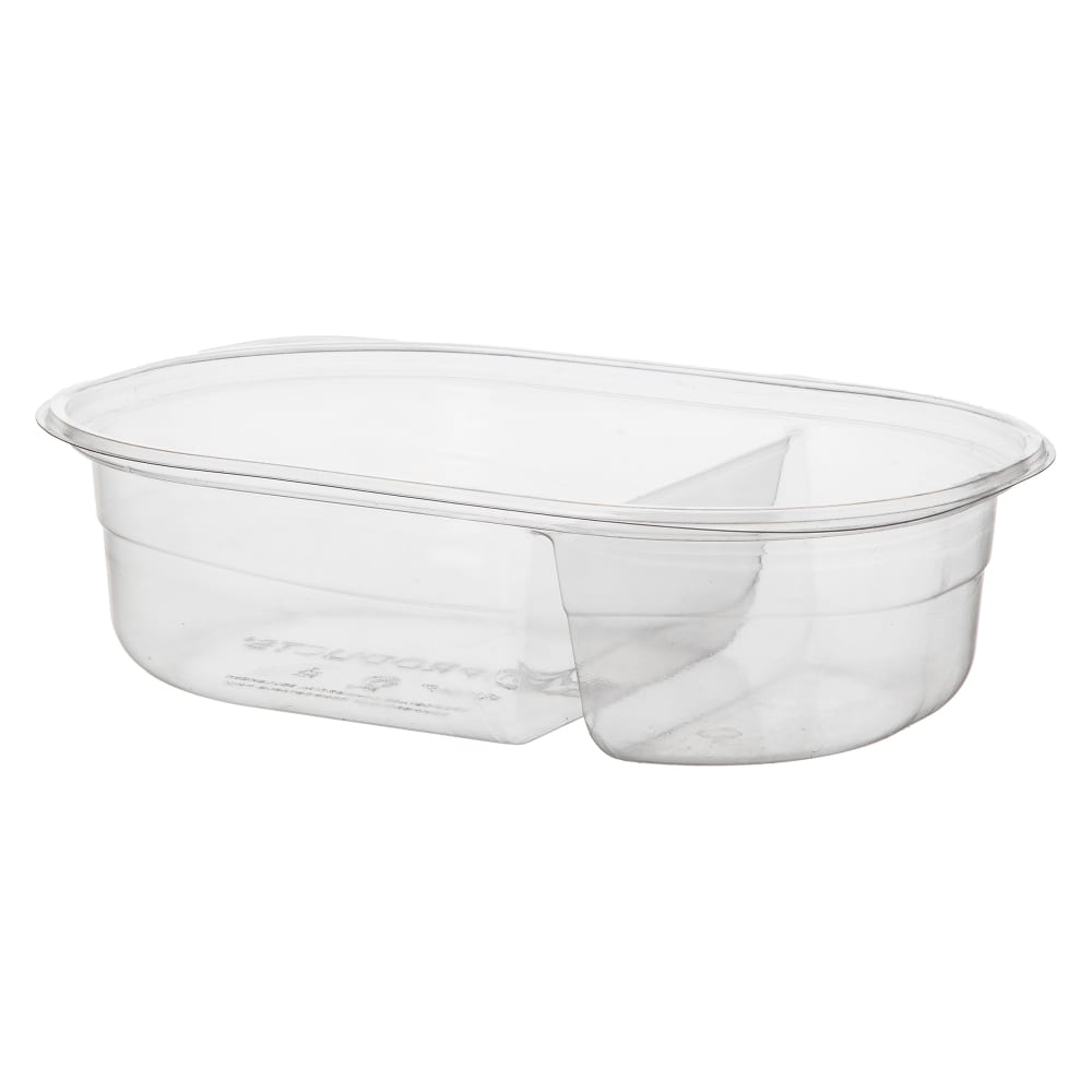 188-EPRV322 32 oz Deli Container w/ (2) Compartments - PLA, Clear