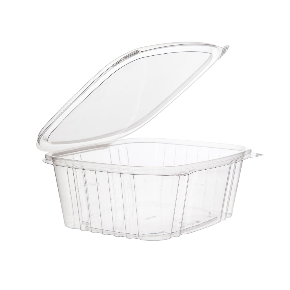 188-EPRCH32 32 oz Deli Container w/ Hinged Lid - PLA, Clear