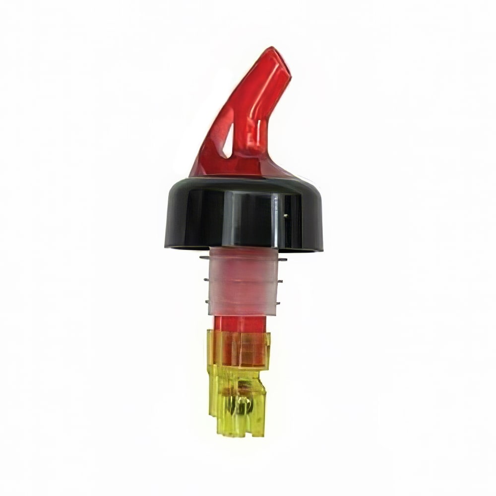 229-2249A 1 1/2 oz Plastic Proper Pour w/ Red Spout, Yellow Dip Tube