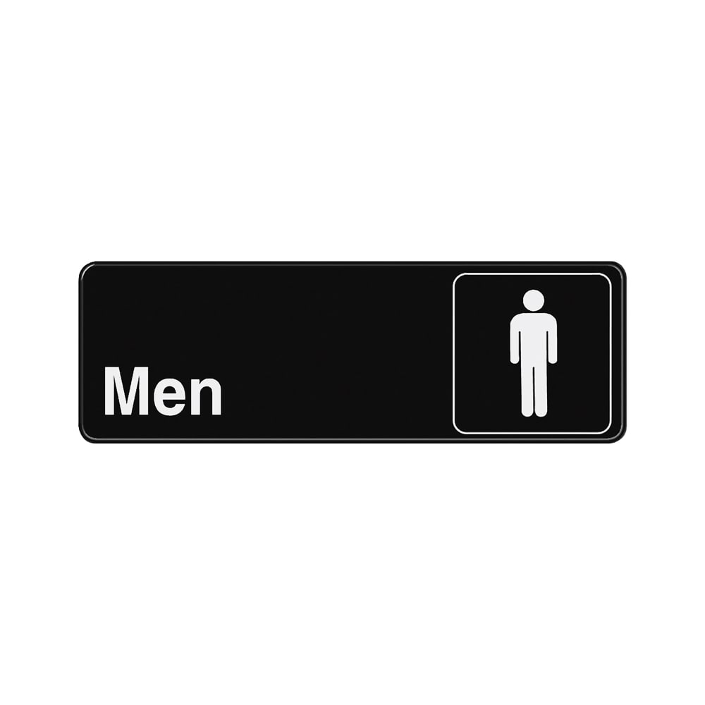229-394515 Men Sign w/ Symbol - 3" x 9", Black
