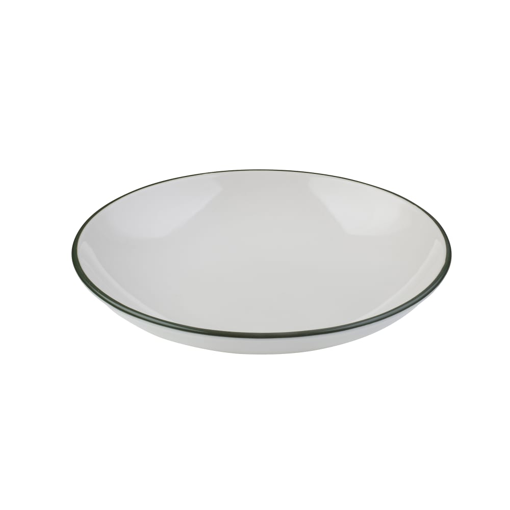 106-5321575 9 13/16" Round Modest Deep Plate - Fine China, White/Green