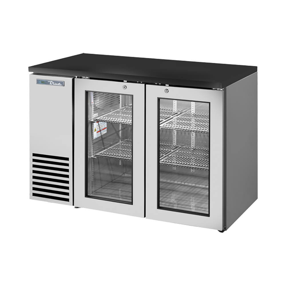 598-TBB24GAL48GS 48 1/8" Bar Refrigerator - 2 Swinging Glass Doors, Stainless, 115v