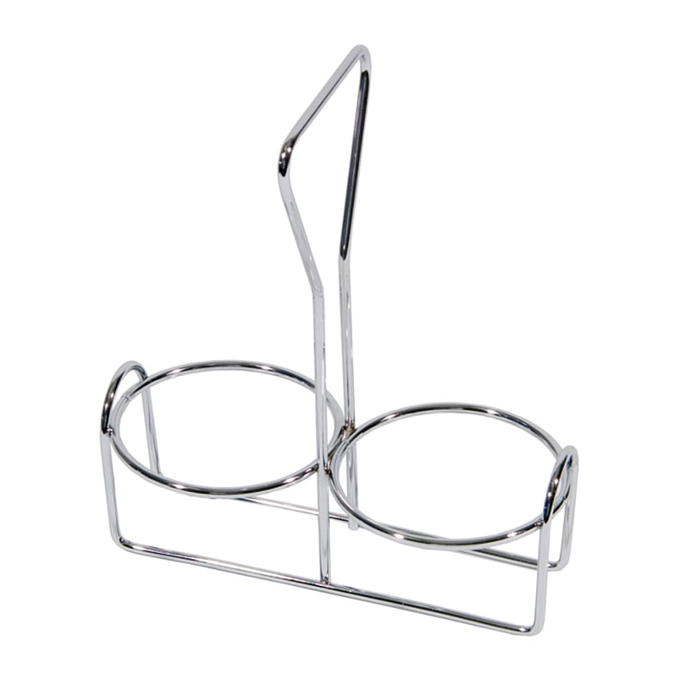 296-19825 2 Compartment Rectangular Condiment Caddy - Chrome Plated Wire