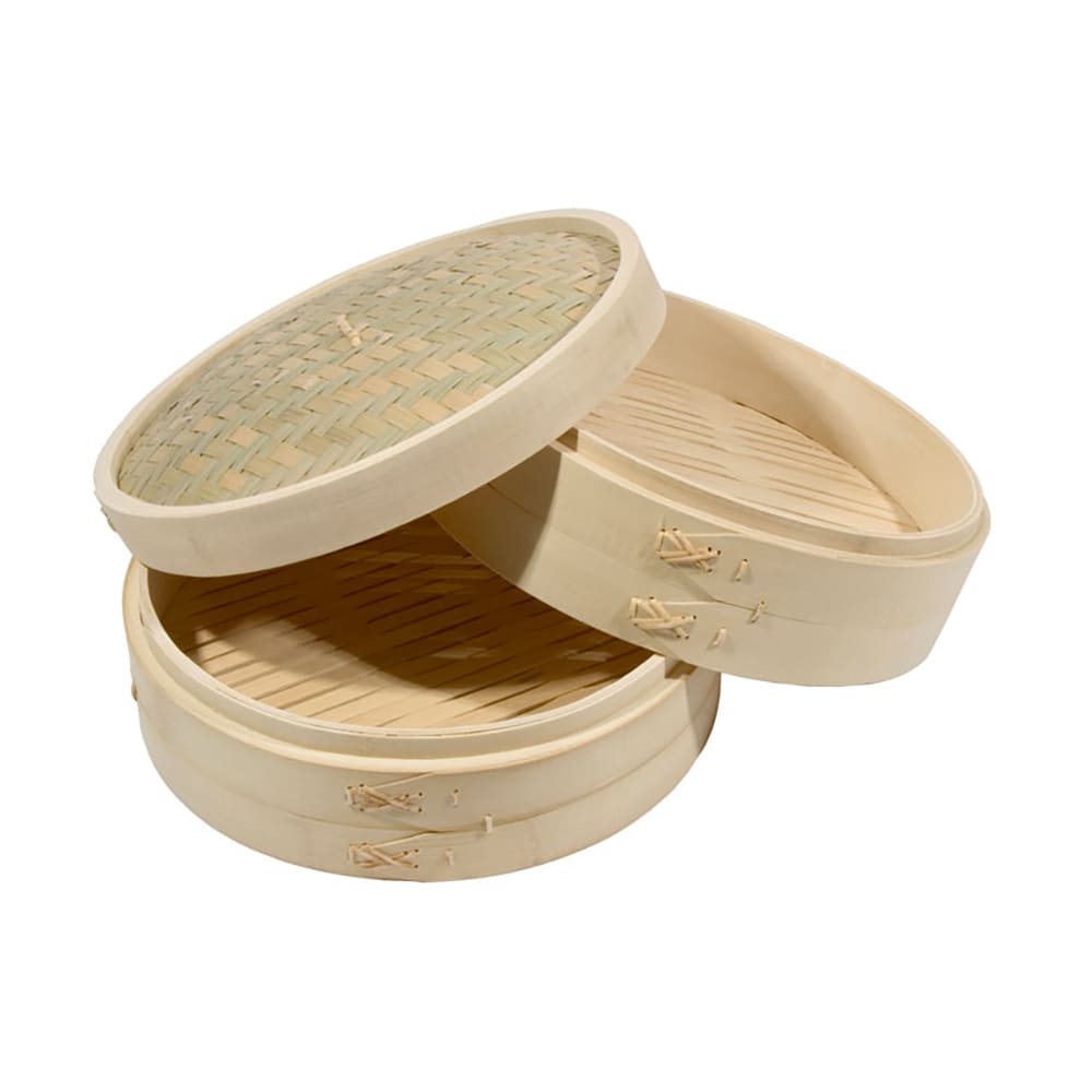 296-34212 Bamboo Steamer Set, Includes 2 Steamers, 1 Cover, 12 in